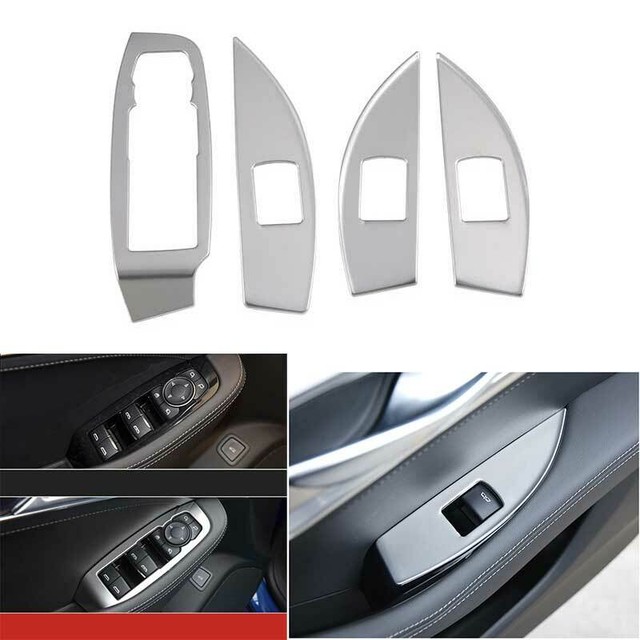 Fit For Cadillac CT5 2019-2020 Silver Steel Window Lock Lift Panel Trim