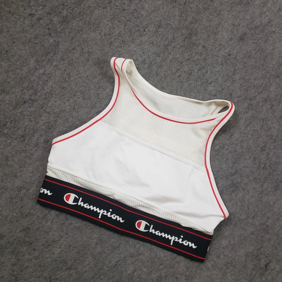 Champion Sports Bra Womens Medium White Red Outdoor Workout Spellout Logo Ladies - Image 2 of 4