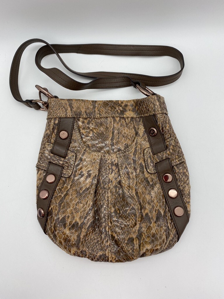 B Makowsky Crossbody Purse Shoulder Bag Bronze Adjustable Strap