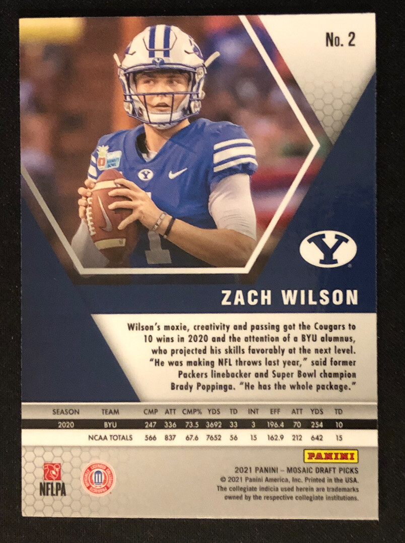 2021 Mosaic DP Zach Wilson RC BYU Card #2