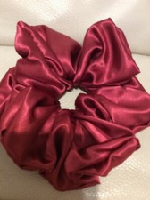 Handmade Oversized Jumbo Cranberry Red Satin Hair Tie Scrunchie 8" XL Cheer