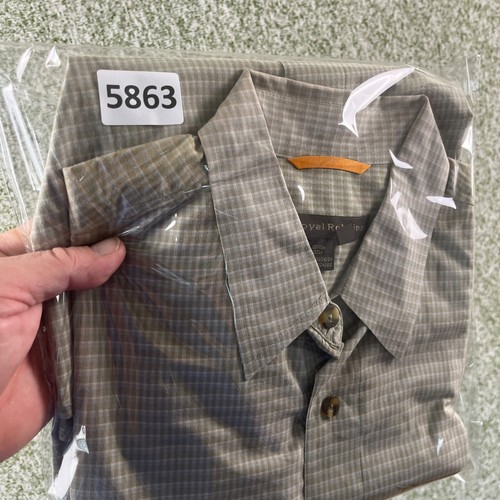 Royal Robbins Shirt Mens Large Green Check Short Sleeve Casual Hiker Dad EUC - Picture 8 of 8