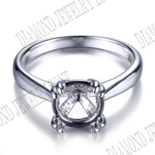 Prong Setting Round 8mm Semi Mount Lady Engagment Wedding Ring Sterling Silver