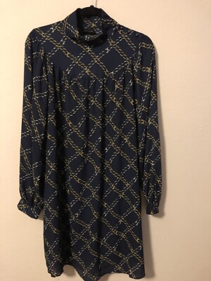 Who What Wear Dress Chain Print Blue M Shift Nwt Long Sleeves | eBay