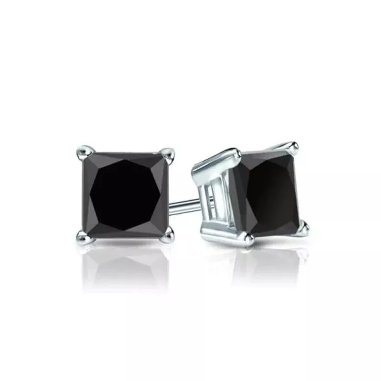 Princess cut black diamond earrings deals
