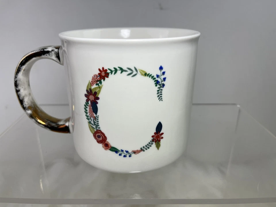 Caneca Jumbo Target Opalhouse Floral Monograma Inicial C com Cabo Dourado - Imagem 4 de 4