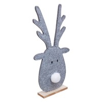 Rentierkopf Figur 31,5Cm Grau Filz Tischdeko Weihnachtsdeko Dekofigur