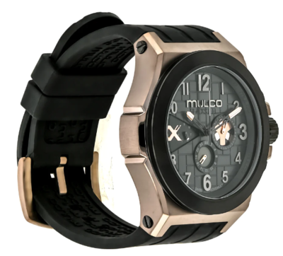Mulco Swiss Quartz Chronograph Black Silicone Band Men's Watch MW5