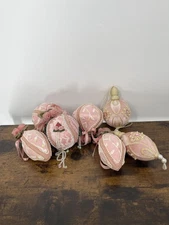 Vintage Handmade Victorian Lace Pearl Rose Christmas Ornaments Shabby Chic