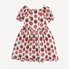 NWT KATE QUINN The Woods Puff Sleeve Princess Dress Spring Strawberry 3/6 Months