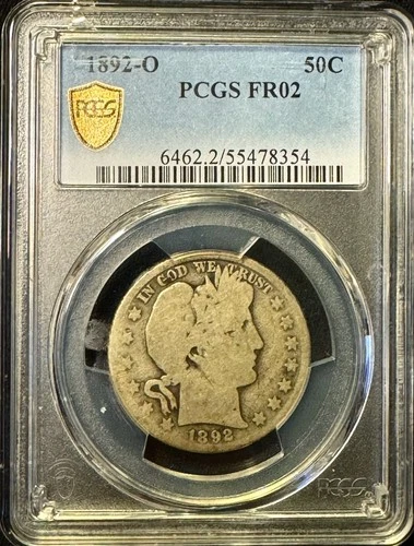 1892-O BARBER Half Dollar .50C  PCGS FR02 KEY COIN, LOW MINTAGE  FREE SHIPPING