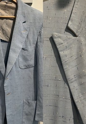 Vintage 50 s Baby Blue Fleck Rock N Roll Sports Coat Blazer Rockabilly