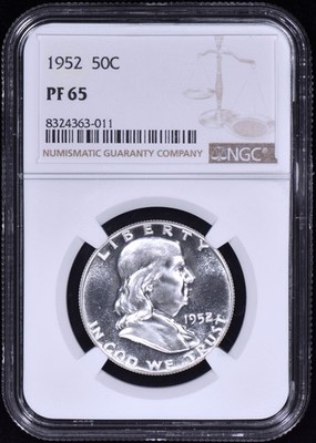 1952 Proof Franklin Half Dollar 50c NGC PF 65 (PR65) Nice Gem Proof!