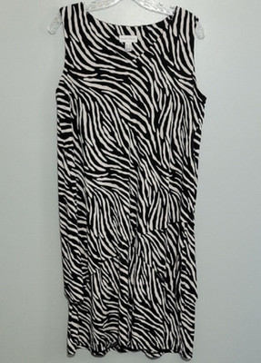 Susan Graver Women's Black & White Tiered Flowy Sleeveless Dress Size M 