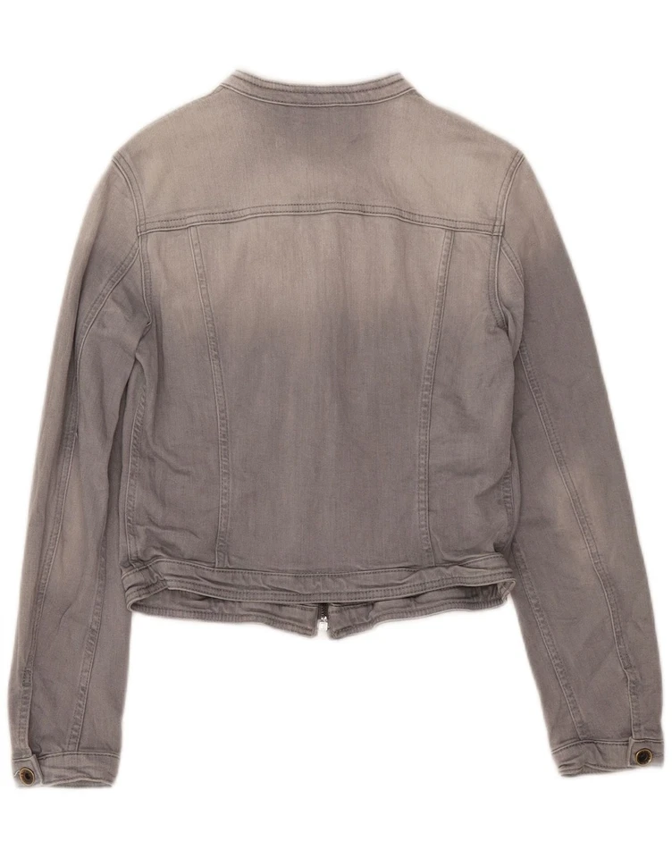 Chaqueta de mezclilla corta para mujer SISLEY UK 12 gris medio algodón DV24 Foto 2 de 3