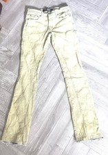 Valabasas Distressed Jeans Beige Flare Stacked Tan Size 30x34 Streetwear