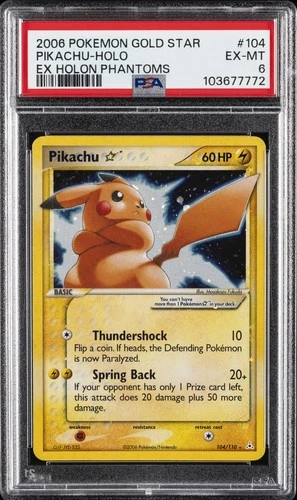 2006 POKEMON EX HOLON PHANTOMS GOLD STAR #104 PIKACHU-HOLO PSA 6