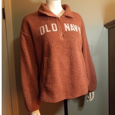 Old Navy Sherpa Fleece Pullover Half Zip Cozycore Dusty Red Pink Relaxed Fit