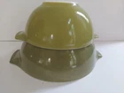 2 VTG PYREX Verde Avocado Green Cinderella Nesting Mixing Bowls