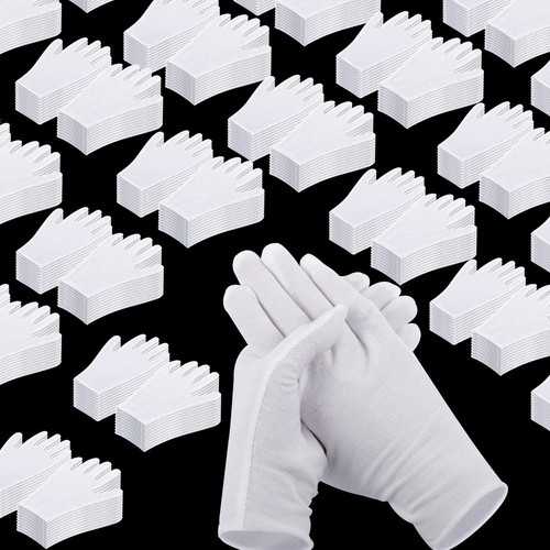 300 Pairs Bulk White Gloves Large Pack Moisturizing Overnight White Cotton Bu...
