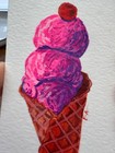 Strawberry Ice Cream Painting ACEO Original Gouache Dessert Gift Food Art Decor — photo 6