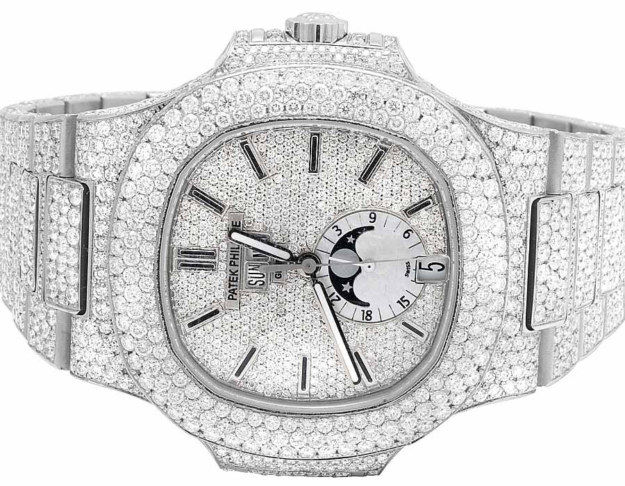 Steel Mens Patek Philippe Nautilus 5726/1A Pave Set VS Diamond