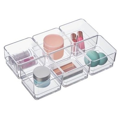  SimpleSort 6-Piece Stackable Clear Drawer Organizer Set | 3'' 3x3x2'' (Set of 6)