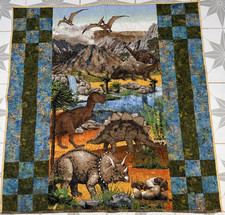 Handmade Baby/Child Dinosaur Quilt /Lap Quilt/Hanging 41 1/2"x 39"