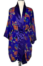Vintage Victorias Secret Gold Label Purple Robe Women OS Floral Paisley 90s Y2K