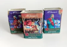 McStevens Christmas Cocoa Tin Set Mini Nativity 2.5 Oz Lot 3 Baby Jesus