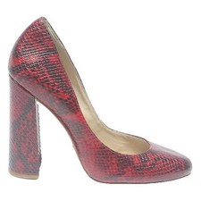 BUFFALO Womens Red Black Snakeskin Pattern Block Heel Leather UK 6 Pumps