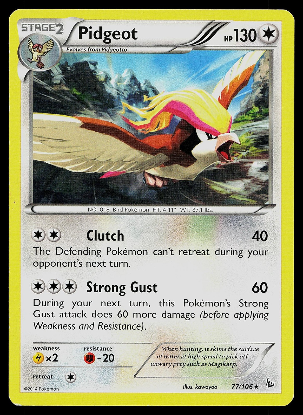Pokemon Card Flashfire Pidgeot 77/106 Rare
