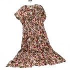 Anthropologie Pink-Red Floral Maxi Dress | 3X Plus in Turkey 100% Cotton