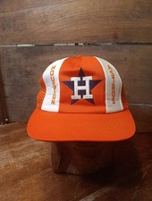 Vintage Houston Astros Snapback Trucker Hat Made In USA MLB Logo Orange White