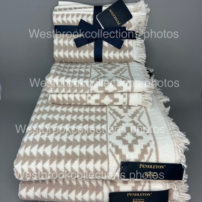 6pc Set PENDLETON Luxurious Fringed BATH-HAND-TIP TOWELS ~ Sundown ~ 700 GSM