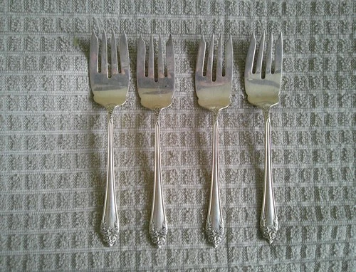 Lot of 4 Vint Reed & Barton Sterling 6" Salad/Dessert Forks