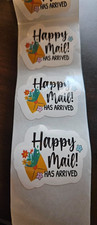 100 -Happy Mail SEALS LABELS STICKERS 1.5" ROUND