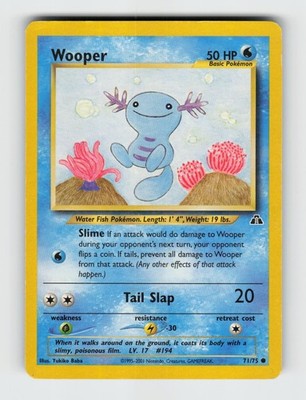 Wooper 71/75 Unlimited Common Neo Discovery Pokemon 2001 Moderately Played