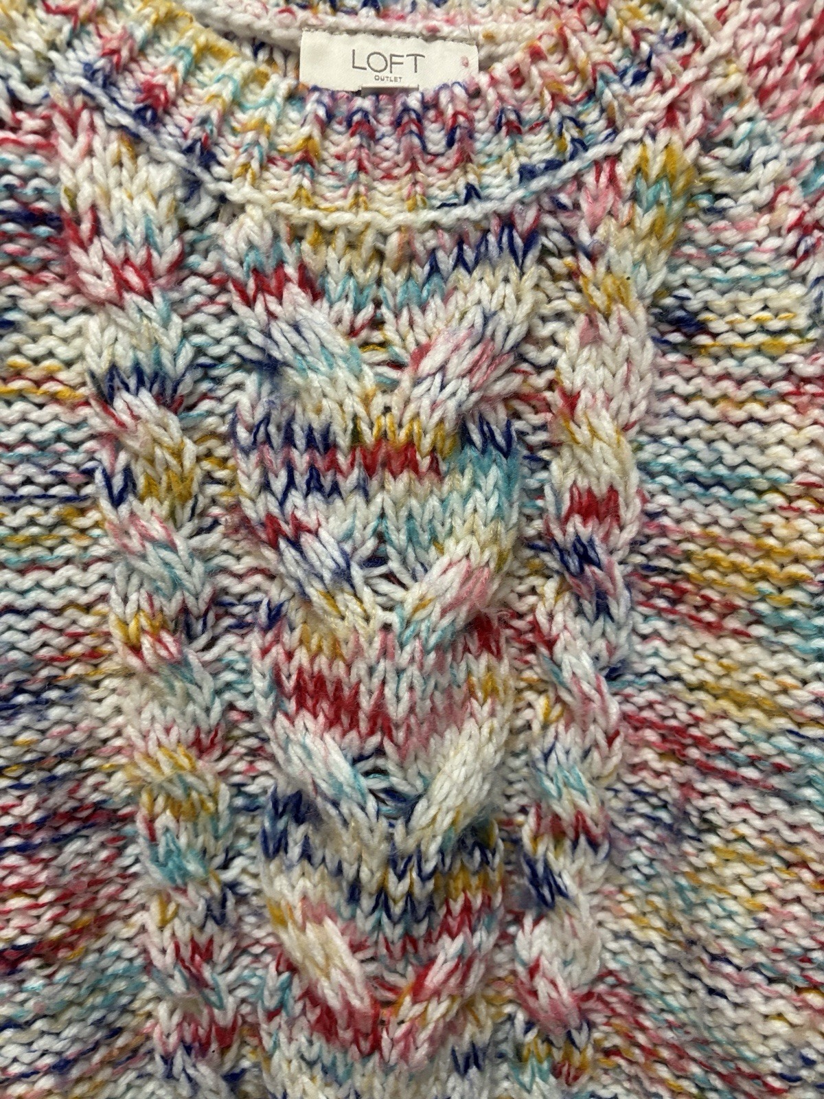 Loft Heavyweight Round Neck Cable Reverse Knit Ac… - image 2