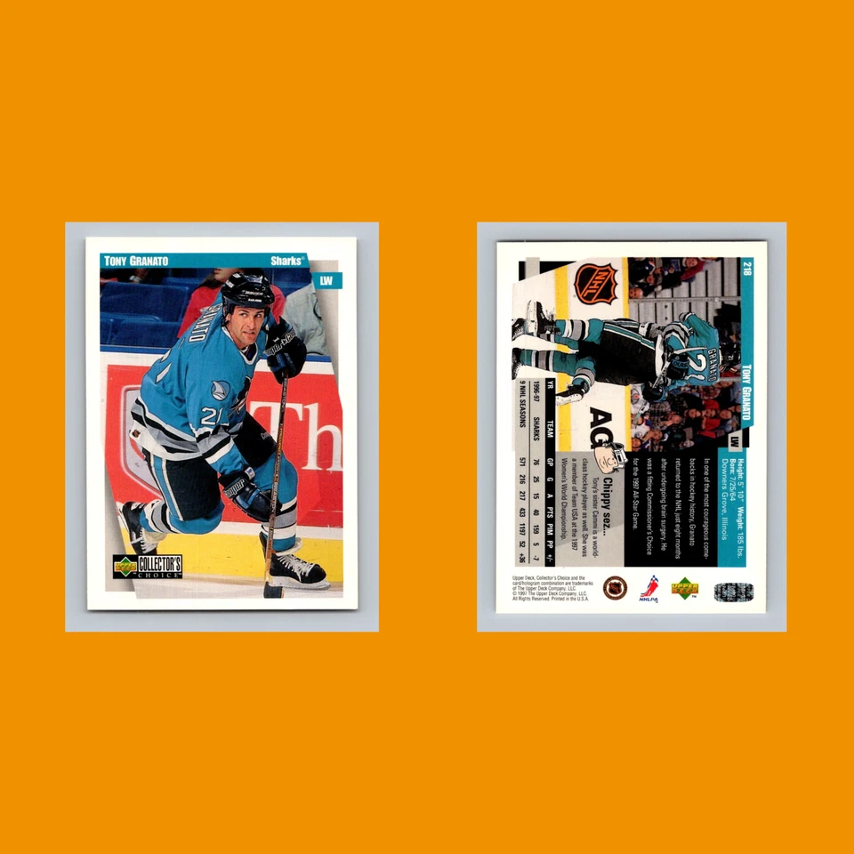 Tony Granato #218 1997-98 Collectors Choice San Jose Sharks Hockey Card NHL - Image 3 of 3