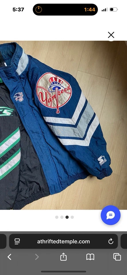 New York Jets/Yankees Sewn Together Starter Jacket 1 of 1 - Image 3 of 4