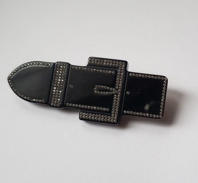MIUMIU Buckle Bijou Brooch Swarovski Crystal Bakelite Jewelry Used