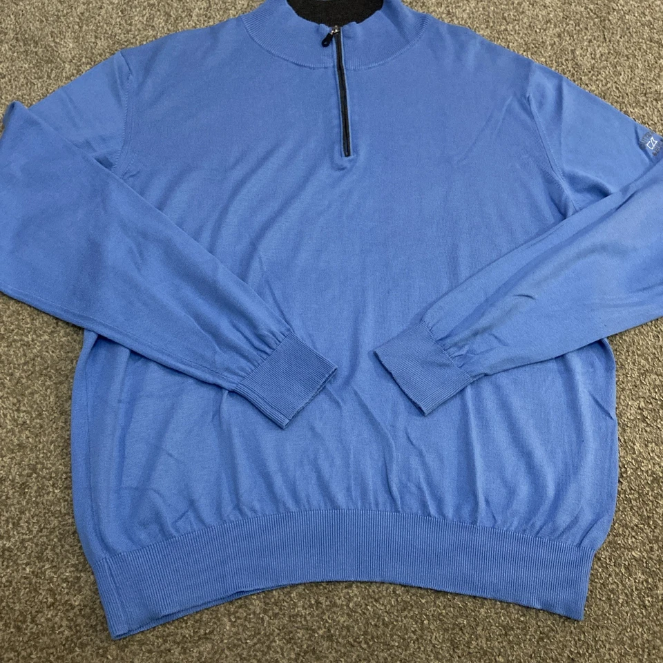 Cutter & Buck Mens 1/4 Zipped Long Sleeve Golf Jumper XXXL Blue - Image 4 of 4
