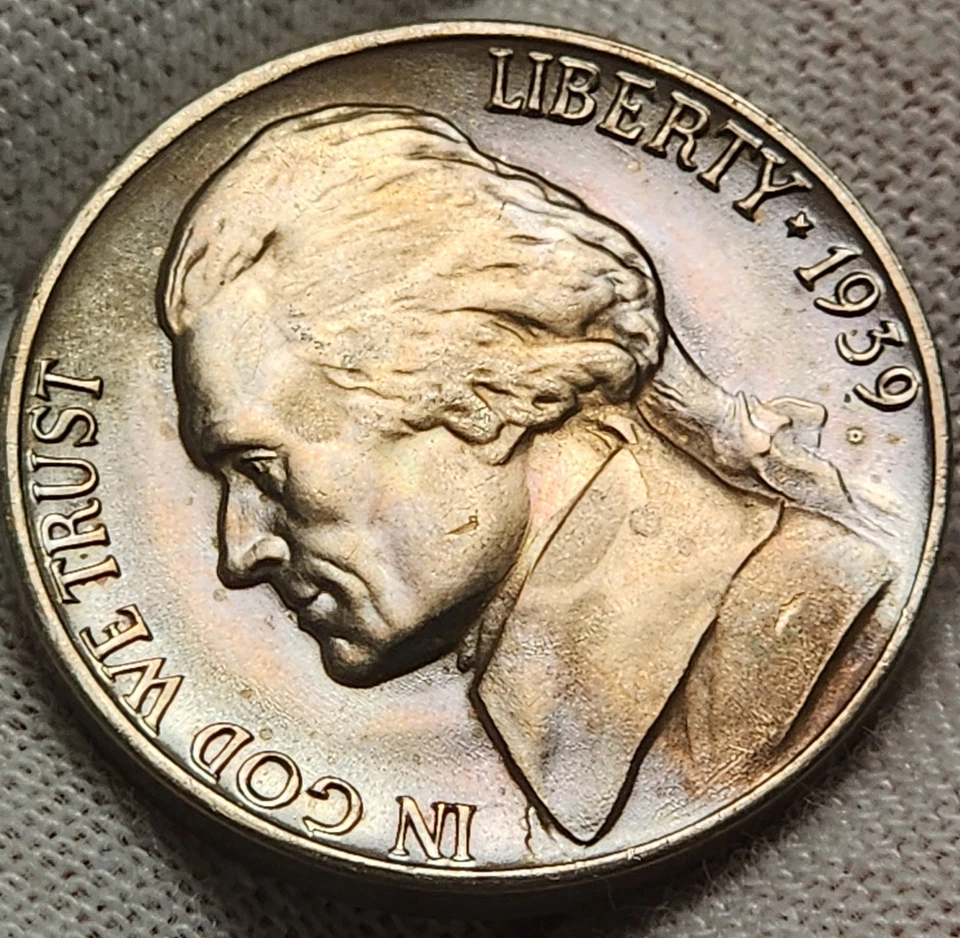 1939-D Jefferson Nickel • Key ~ GEM BU *UNCIRCULATED* Beautifully Toned • J-39d1 - Image 3 of 4
