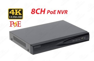 8MP 4K 8CH PoE NVR Network Video Recorder With Human Vehicle Detection 1xSATA
