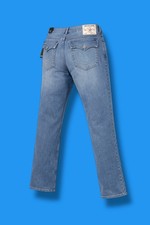 True Religion Mens Size 33x34 Ricky Flap Relaxed Jeans Straight Blue Denim Pants