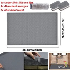 34'' x 22'' Under Sink Mat for Kitchen Waterproof Silicone Bathroom Sink Cabinet