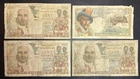 Reunion Island - Lot of 4 banknotes (1 x 50F, 3 x 100F) circulated ref AU30