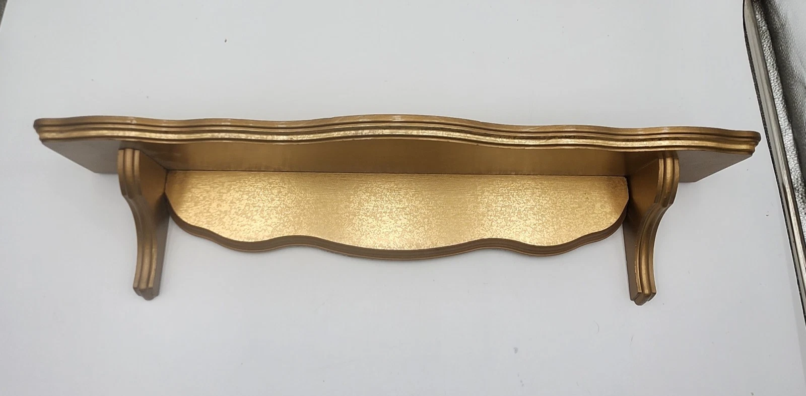 2 ft. x 6" gold gilt vintage wall shelf scalloped edge plate groove wood