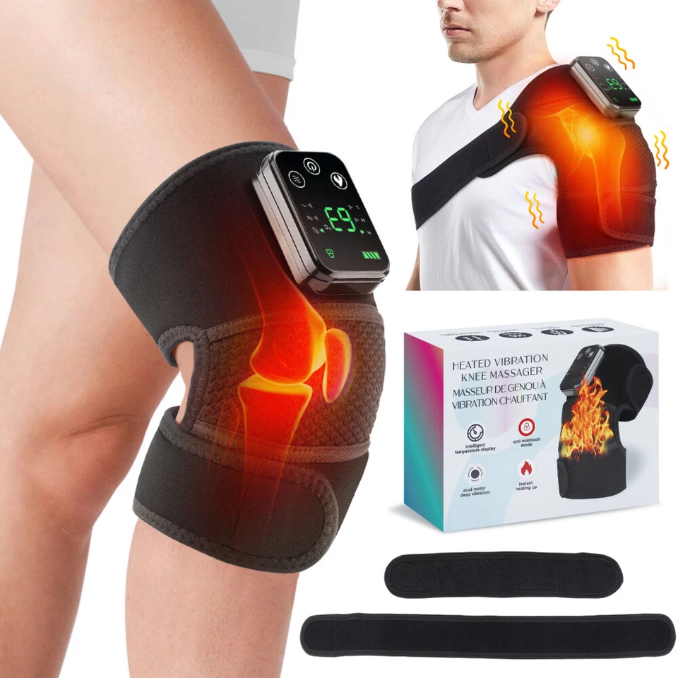 AFDEAL 3 in 1 Electric Heated Knee Joint Massager with Vibration Therapy Pain Relief UK